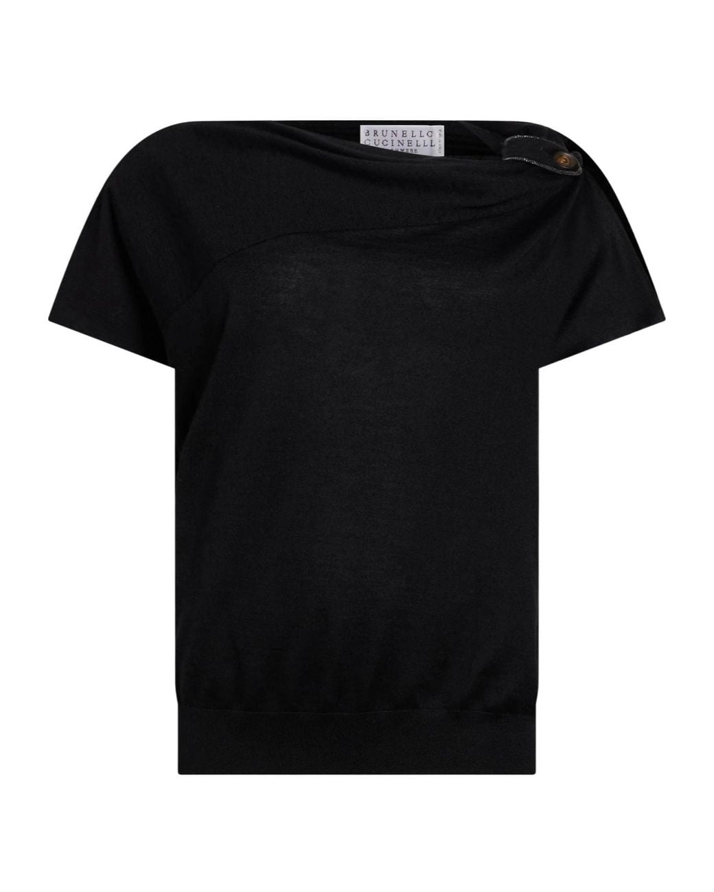 Brunello Cucinelli Black Solid-Color Lightweight Knitted Sweater