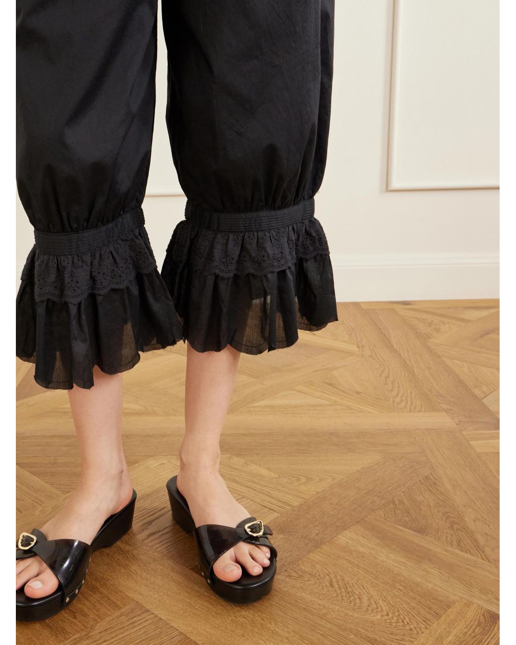 Staud Black Light Cotton Cropped Pants
