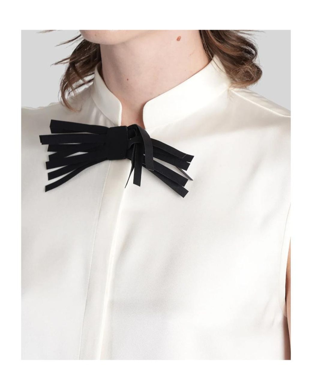 Giorgio Armani White Bow-Detail Sleeveless Shirt