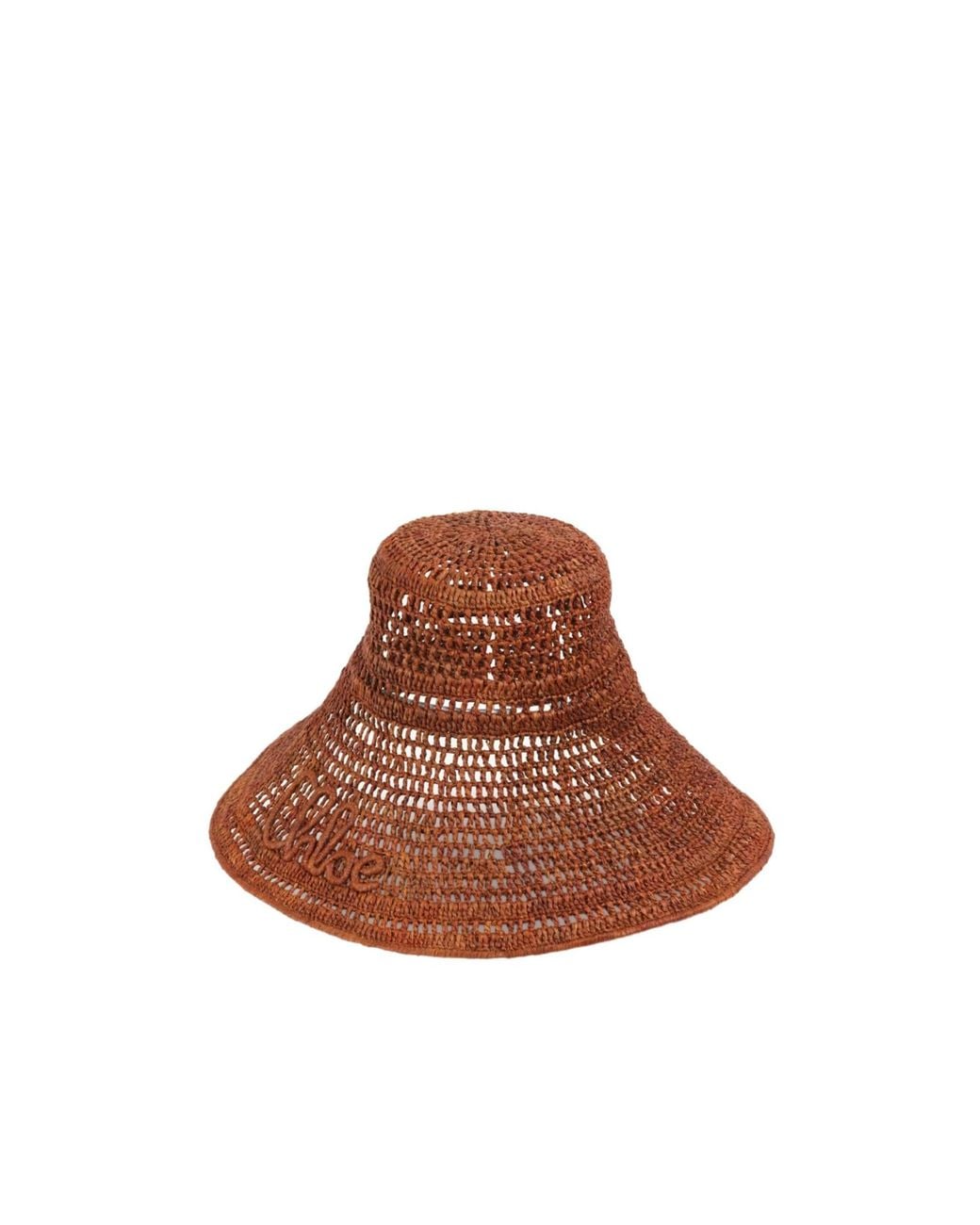 Chloé Brown Chloé Raffia Wide Brim Hat