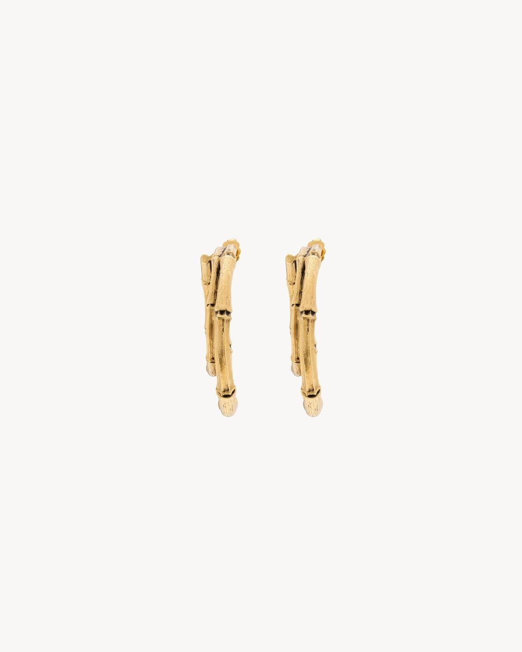 Saint Laurent Metallic Bamboo Double-Hoop Earrings