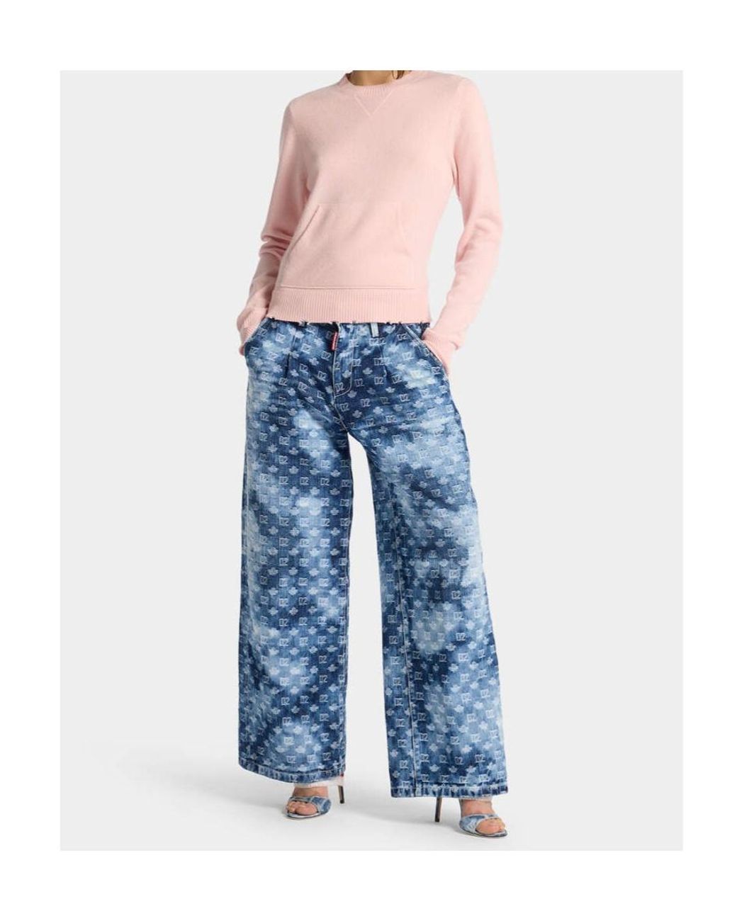 DSquared² Pink Distressed Pocket Knitted Sweater