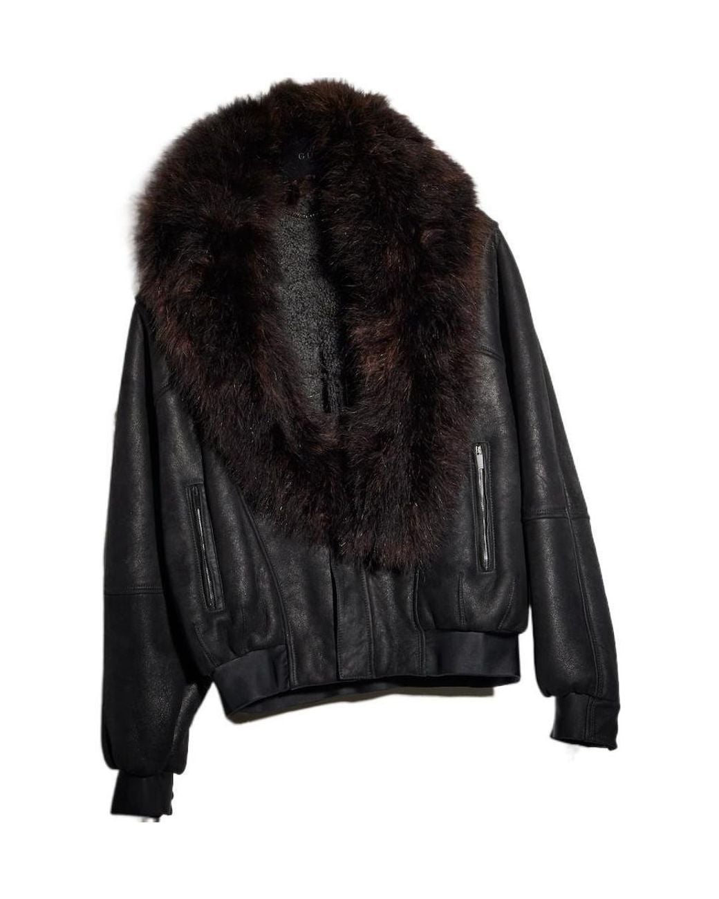 Gucci Black Soft Shearling Bomber Jacket