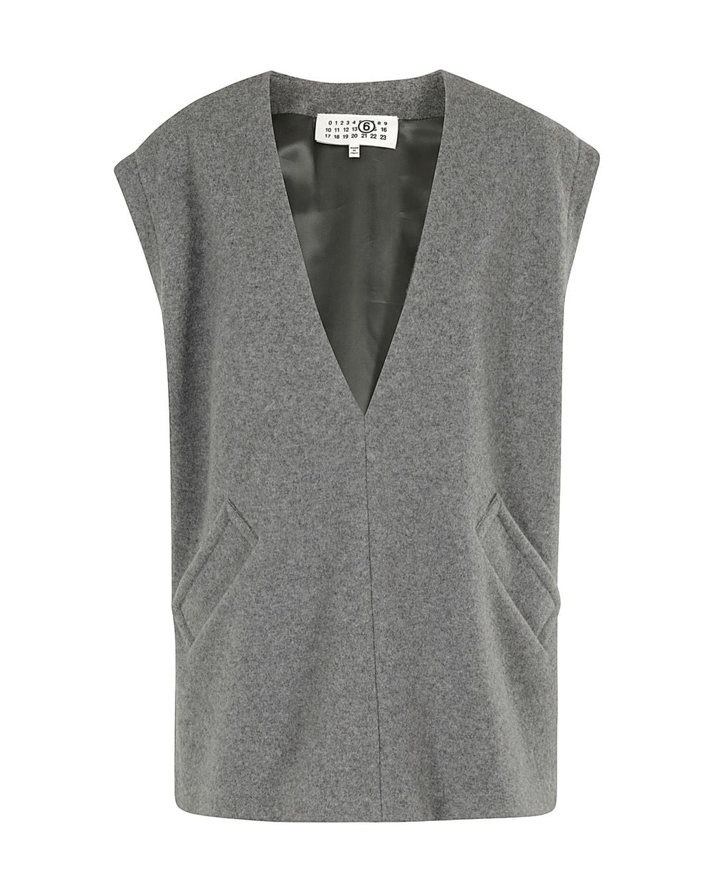 MM6 by Maison Margiela Gray V-Neck Felted Vest
