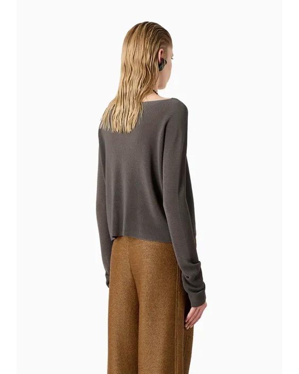 Giorgio Armani Gray Boat-Neck Jumper