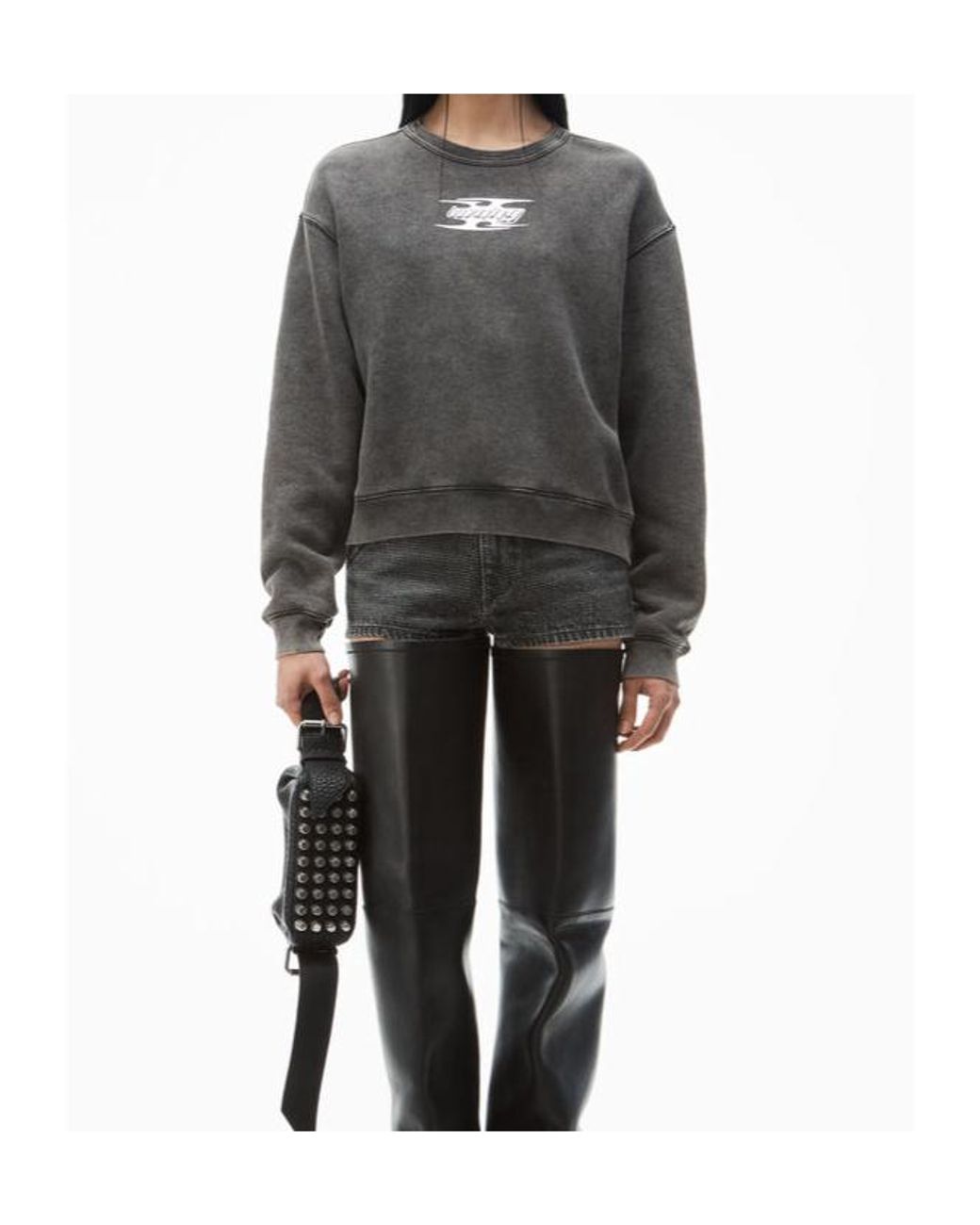 Alexander Wang Gray T By Blade Logo-Embossed Sweatshirt
