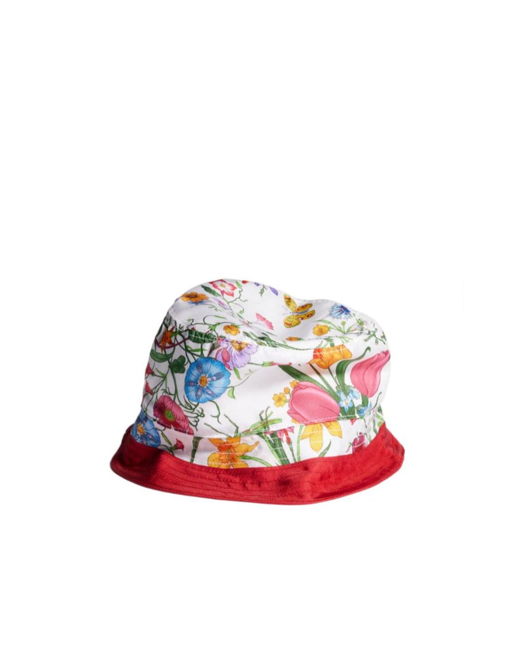 Gucci Red Printed Silk Twill Bucket Hat