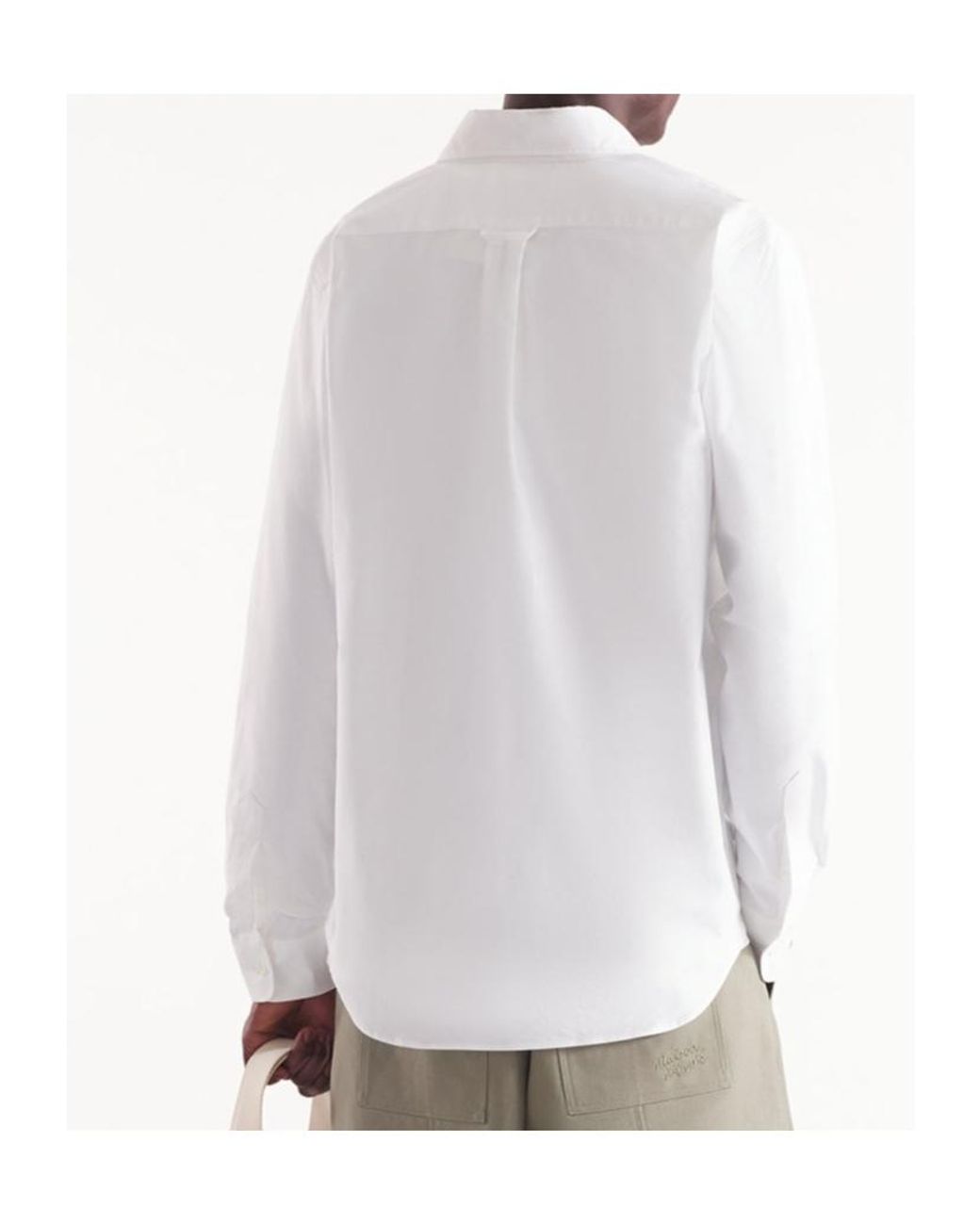 Maison Kitsuné White Maison Kitsuné Fox Head Embroidered Long-Sleeved Shirt for men