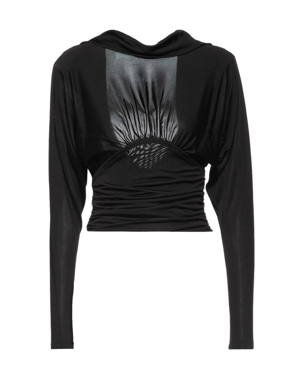 Saint Laurent Black Solid Color Long Sleeve Cropped Top
