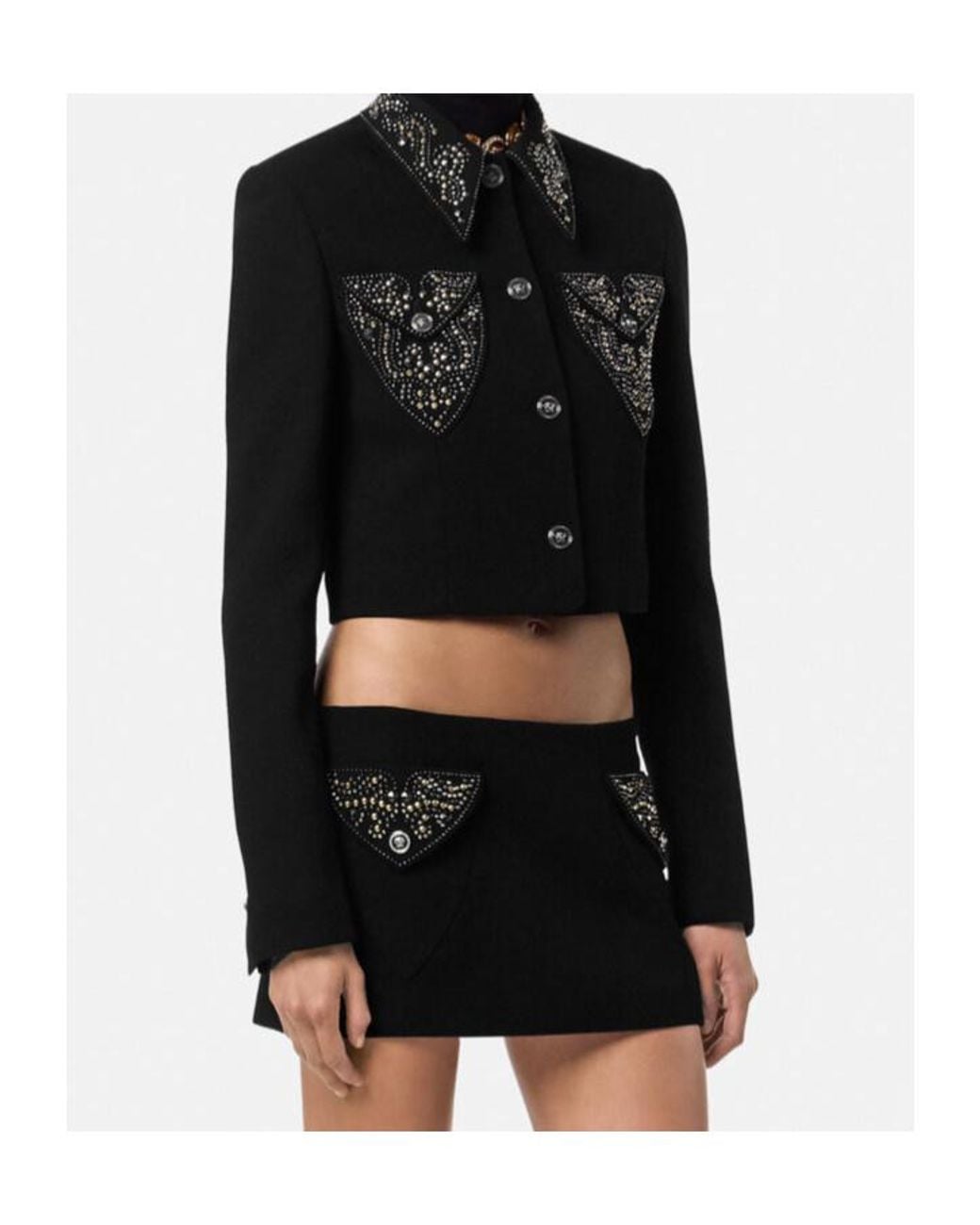 Versace Black Cropped Jacket With Tailored Fit