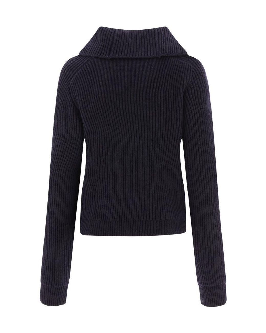 Jacquemus Blue Vega Asymmetric Wool-Blend Jumper
