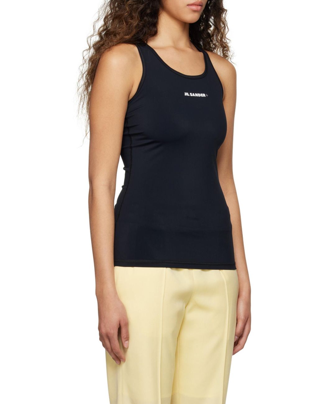 Jil Sander Black Logo-Print Tank Top