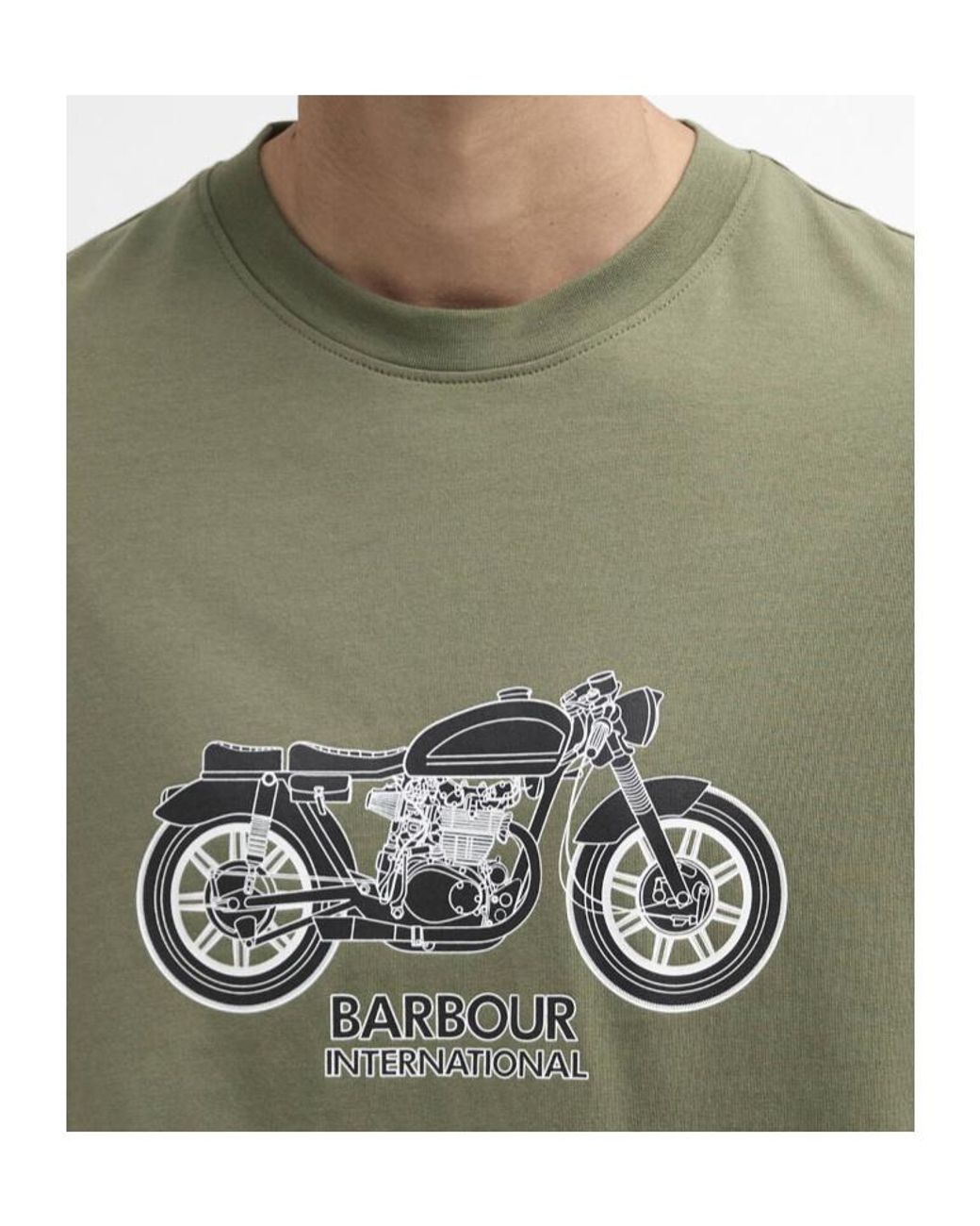 Barbour Green Motorcycle Printed Crewneck T-Shirt for men