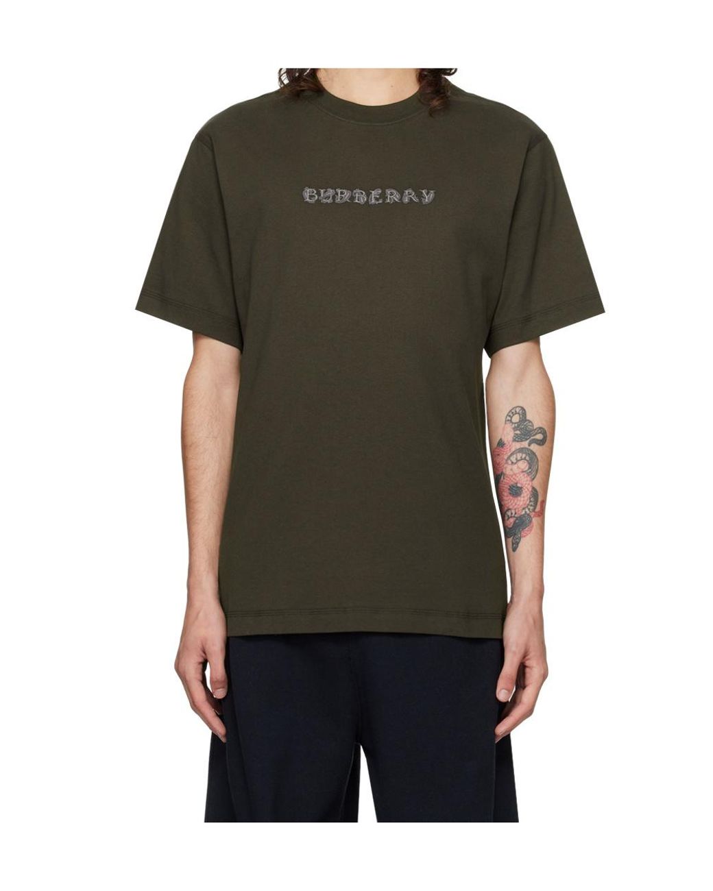 Burberry Black Logo Detailed Crewneck T-Shirt for men
