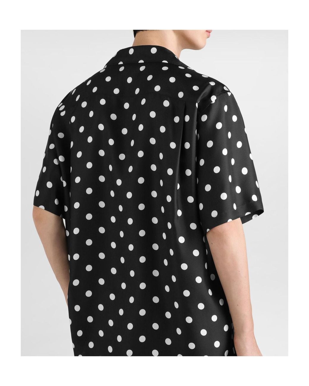 Dolce & Gabbana Black Polka Dot-Print Silk Twill Shirt for men