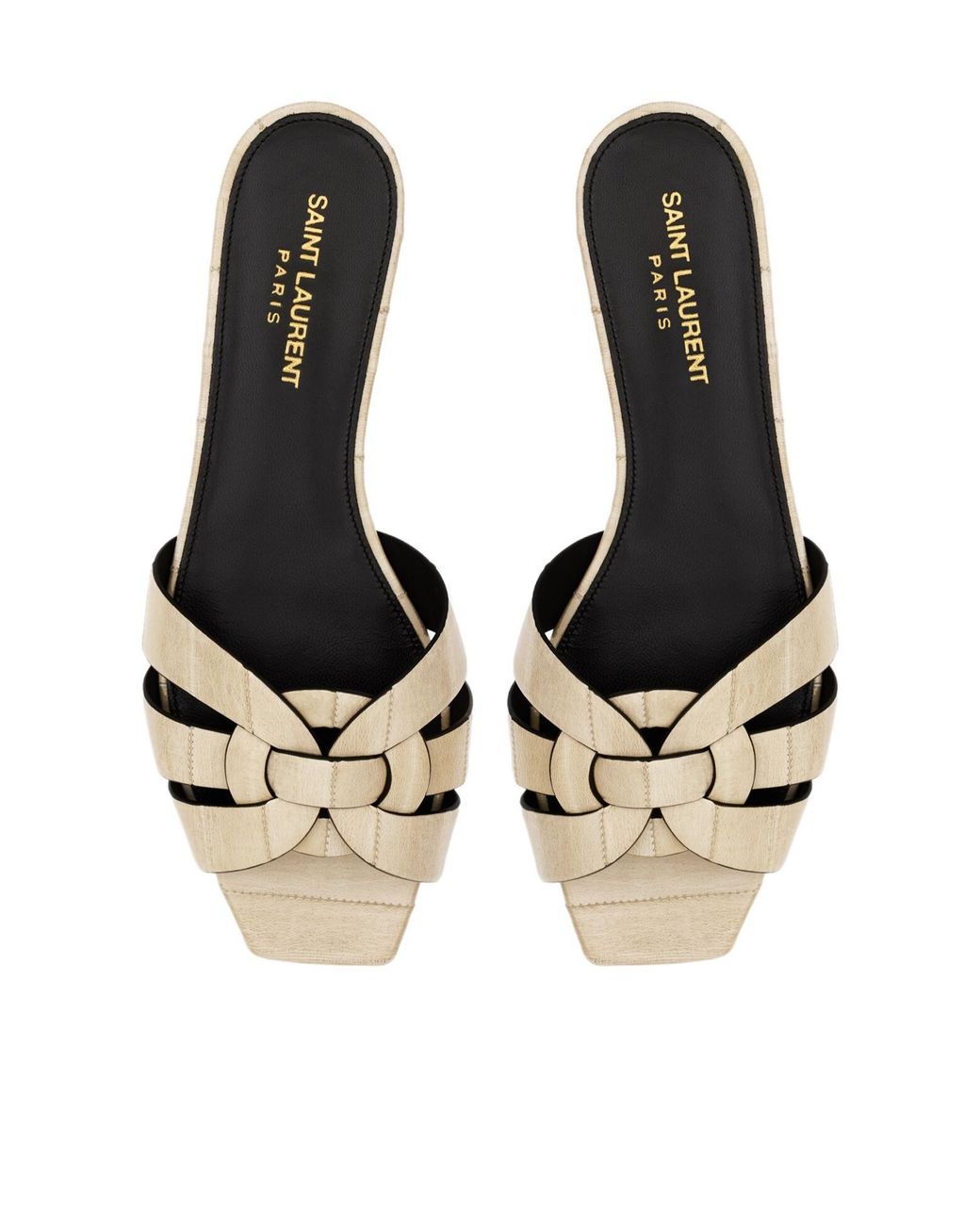 Saint Laurent White Tribute Open Toe Mules