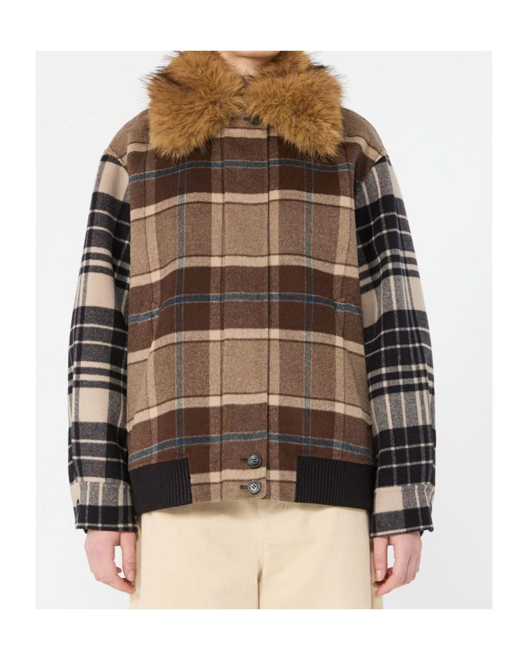 Weekend by Maxmara Brown Checked Bomber Jacket