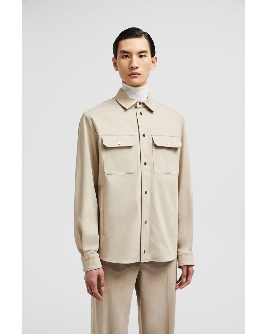 Moncler Natural Collared Long-Sleeve Shirt for men