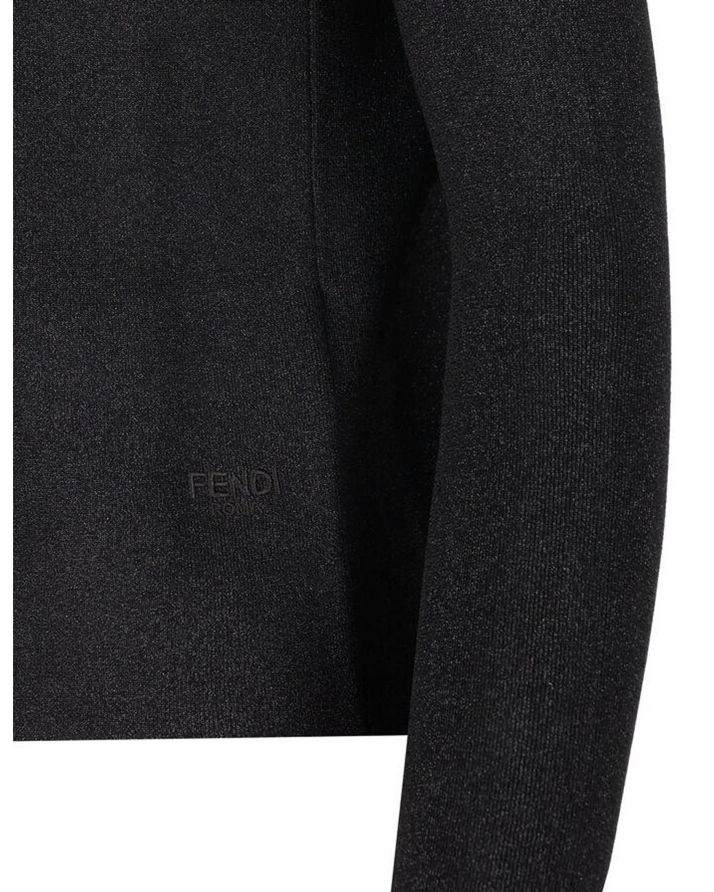Fendi Black Long-Sleeved Sweater With Vertical Collar