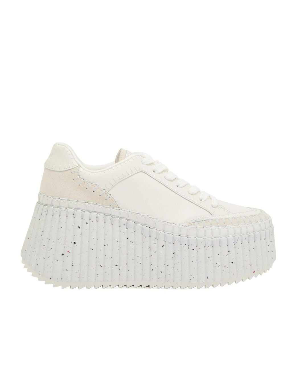 Chloé White Patchwork Thick-Soled Moccasin Shoes