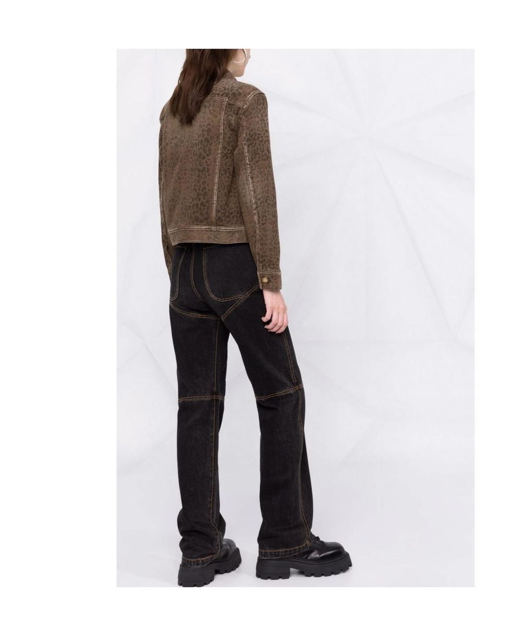 Golden Goose Deluxe Brand Brown Leopard Pattern Denim Jacket