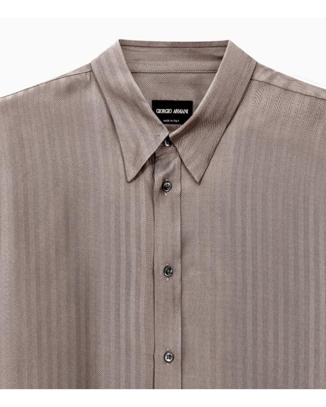 Giorgio Armani Brown Herringbone Pattern Shirt for men