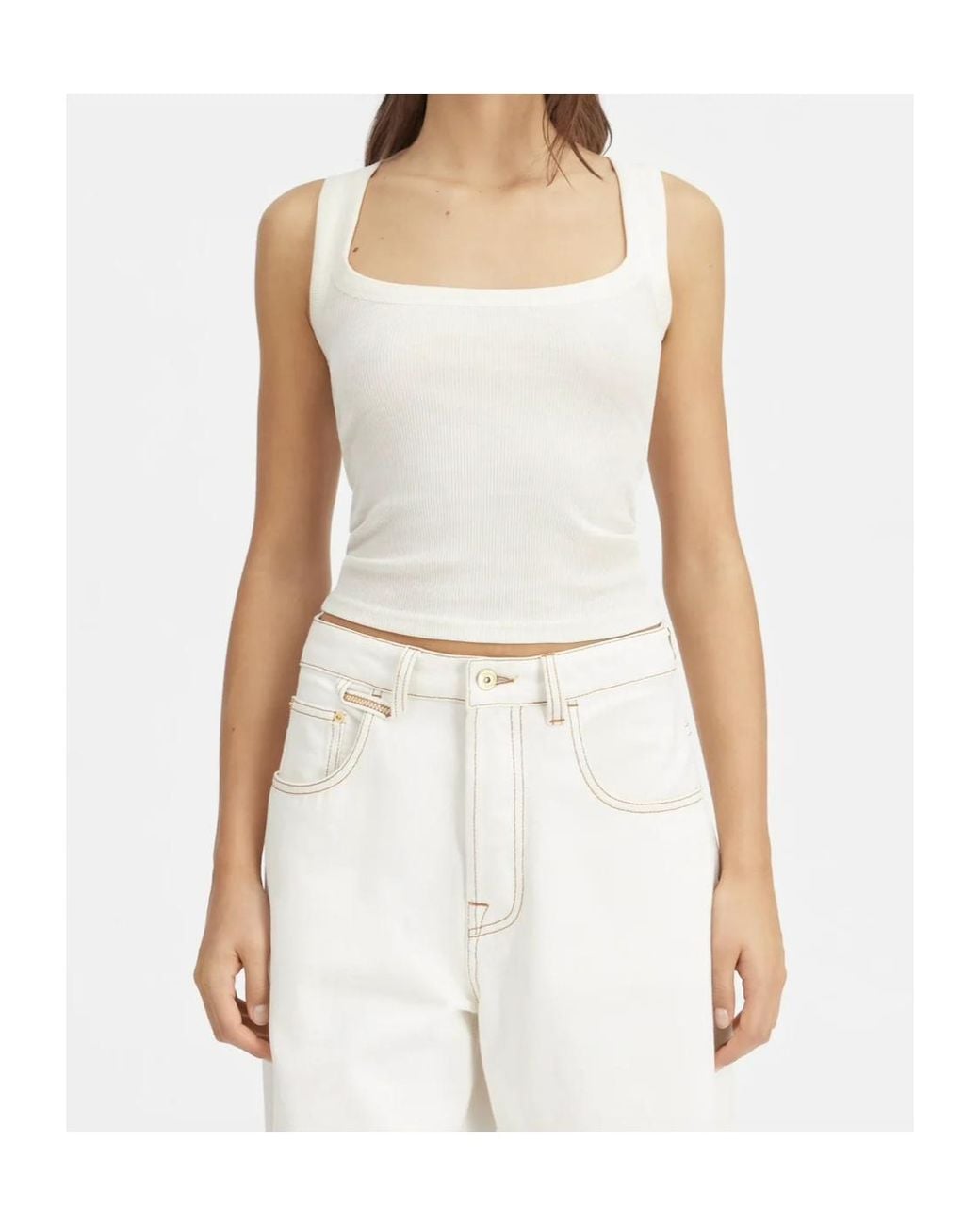 Jacquemus White Ribbed Tank Top