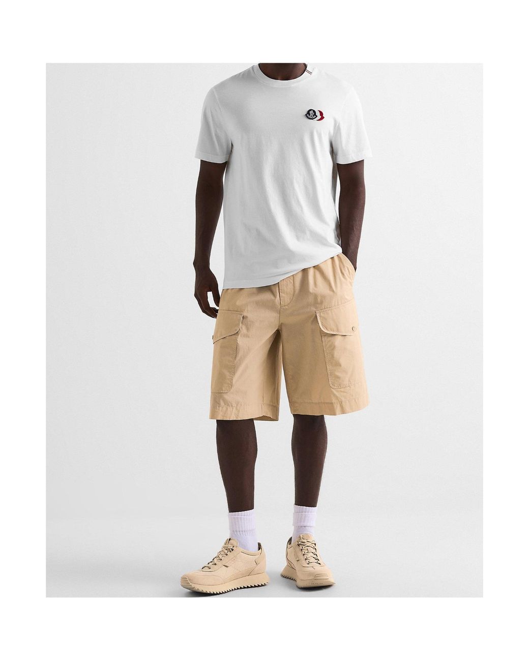 Moncler White Logo Crew Neck T-Shirt for men