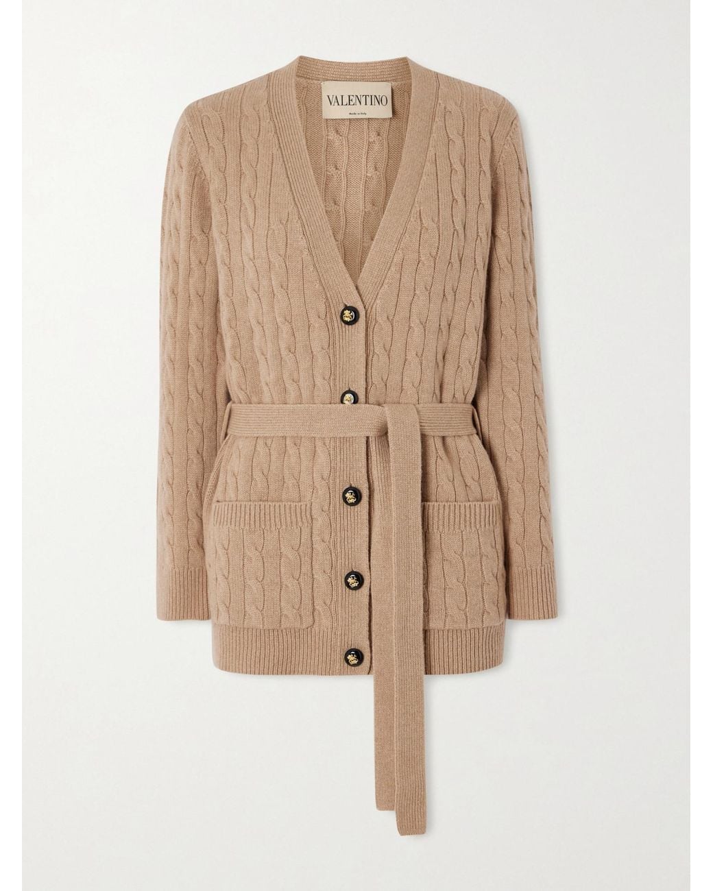Valentino Natural V-Neck Long-Sleeved Cardigan