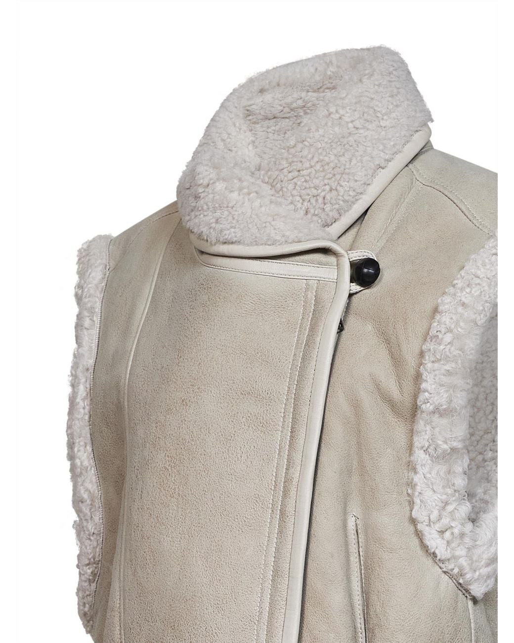 Isabel Marant Gray Alime Shearling Sleeveless Jacket