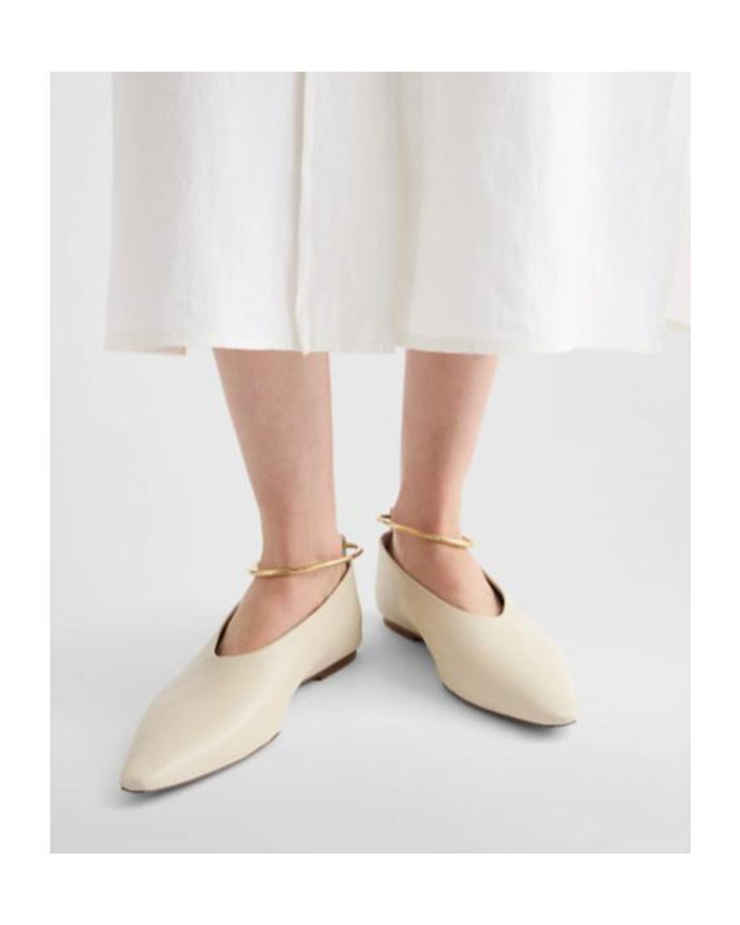 Jil Sander White Pointed Toe Ballerinas