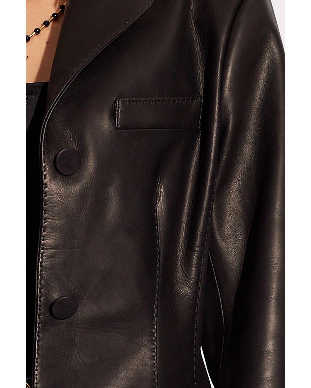 Dolce & Gabbana Black Single-Breasted Leather Blazer