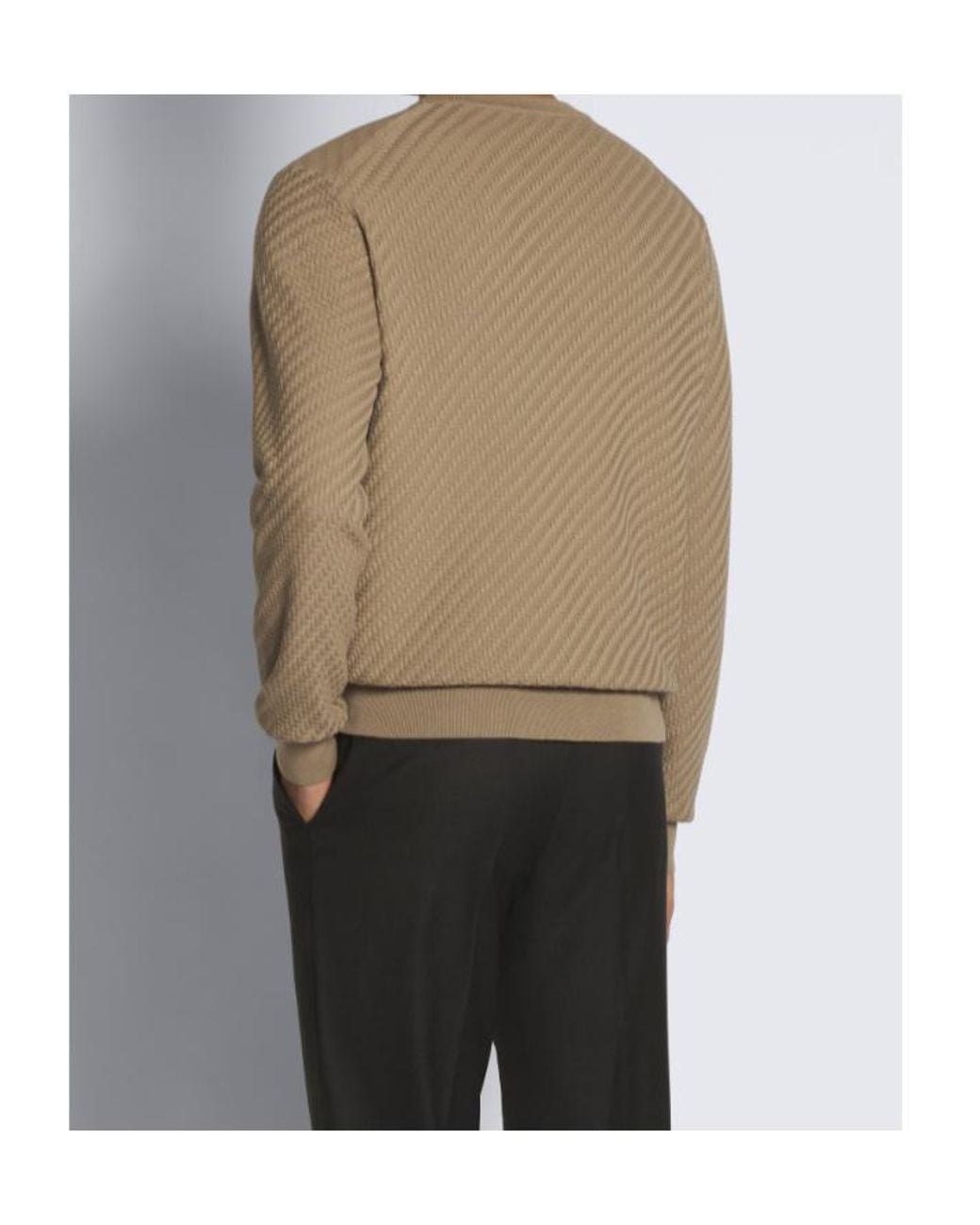 Brioni Brown Textured Crew-Neck Knitted Sweater for men
