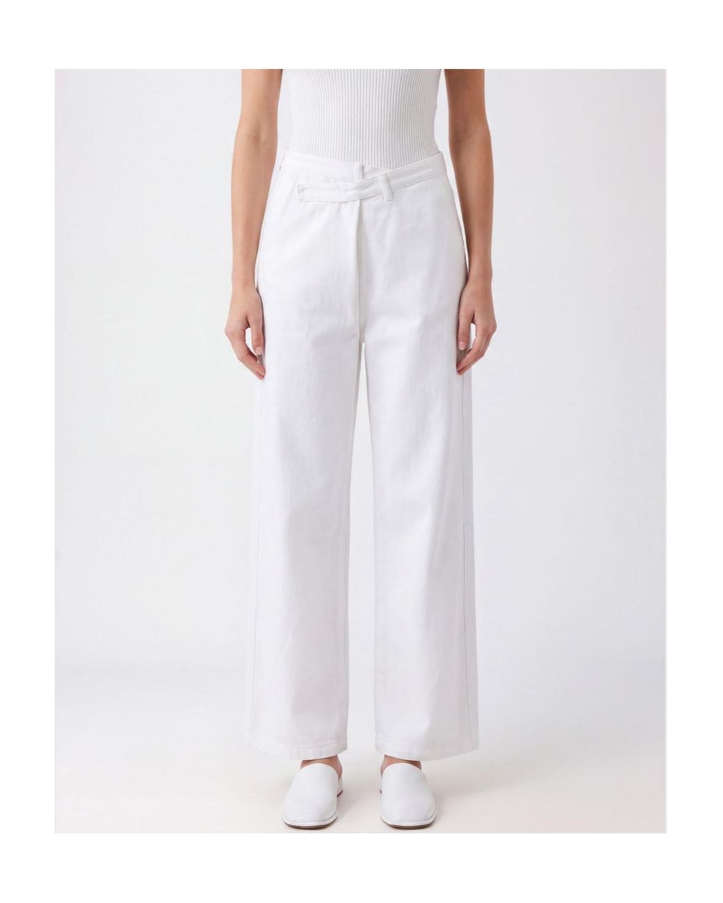 DARKPARK White Gaia Belted Wide-Leg Trousers