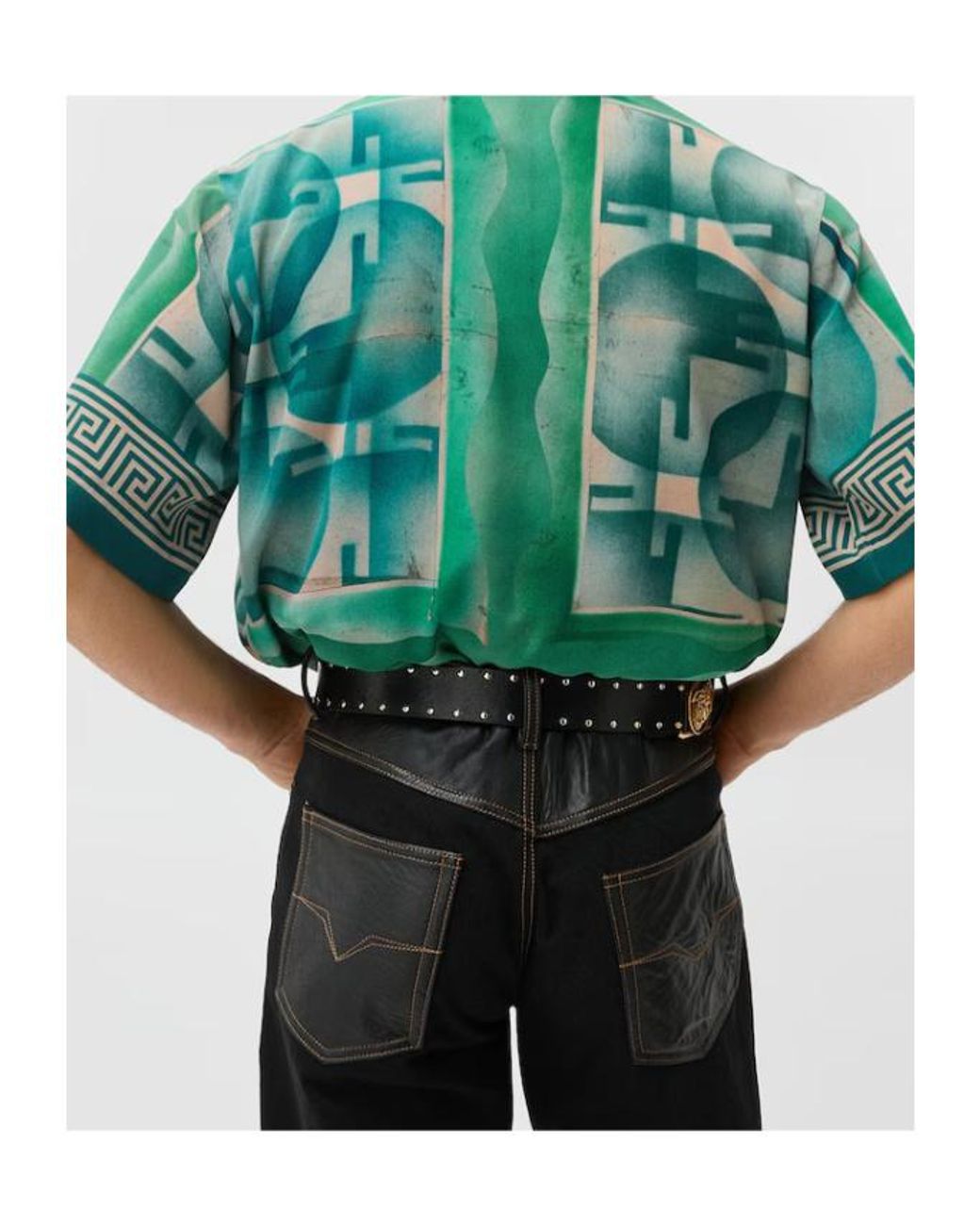 Versace Green Shapes Print Short-Sleeve Shirt for men