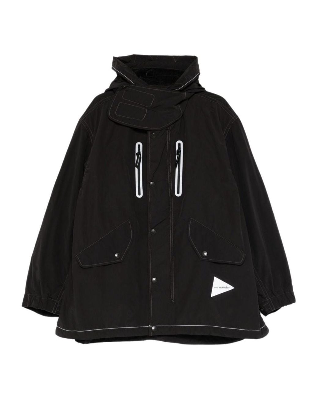 And Wander Black Reflective Stitching Hooded Casual Jacket for men