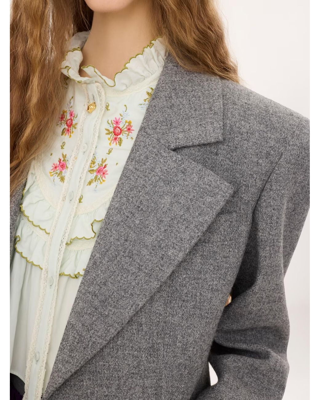Chloé Gray Single-Breasted Tailored Jacket