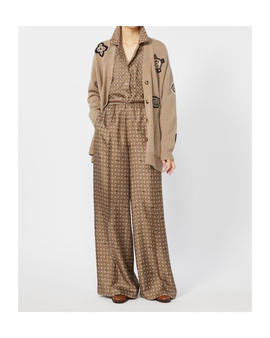 Max Mara Natural Wool-Cashmere Patch Cardigan