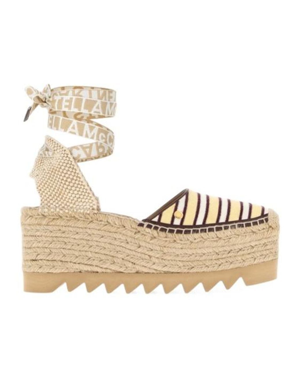 Stella McCartney Metallic Gaia 80 Stripe Wedge Sandals