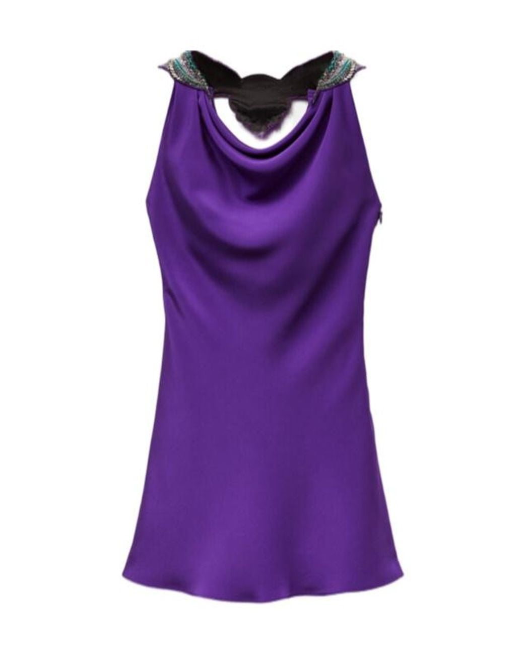 Versace Purple Embroidered Silk Mini Dress