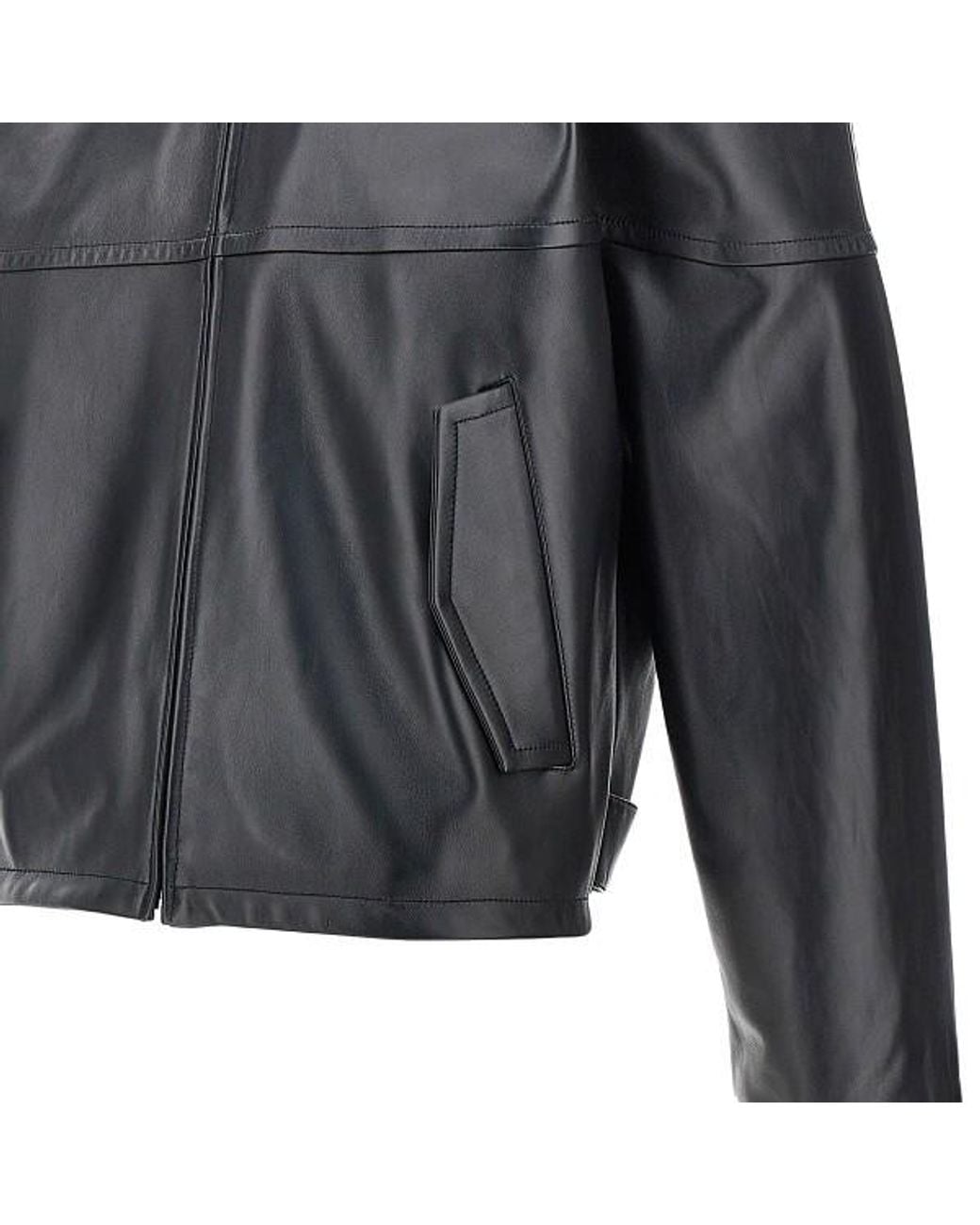 Bottega Veneta Black Long Sleeve Leather Jacket for men