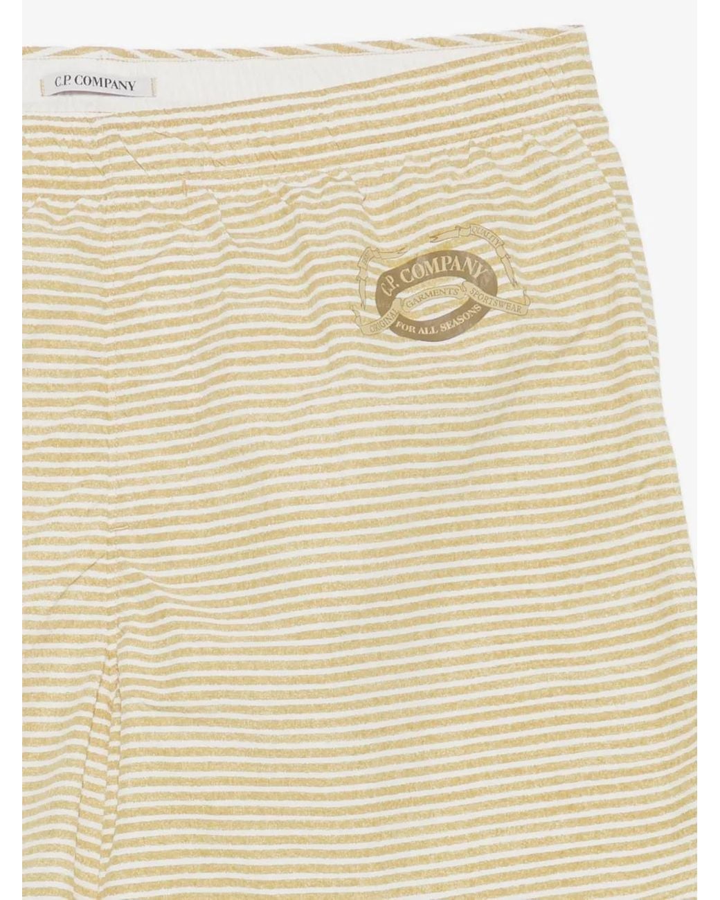 C P Company Natural Logo Printed Striped Swim Shorts for men