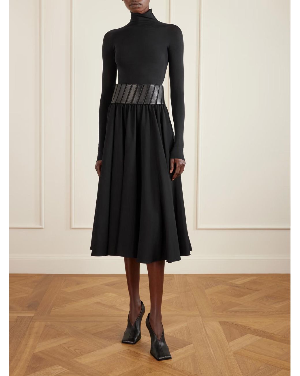 Alaïa Blue Alaïa Wide Waistband Midi Skirt