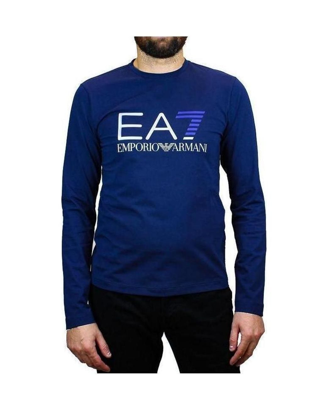 EA7 Blue Round-Necked T-Shirt for men