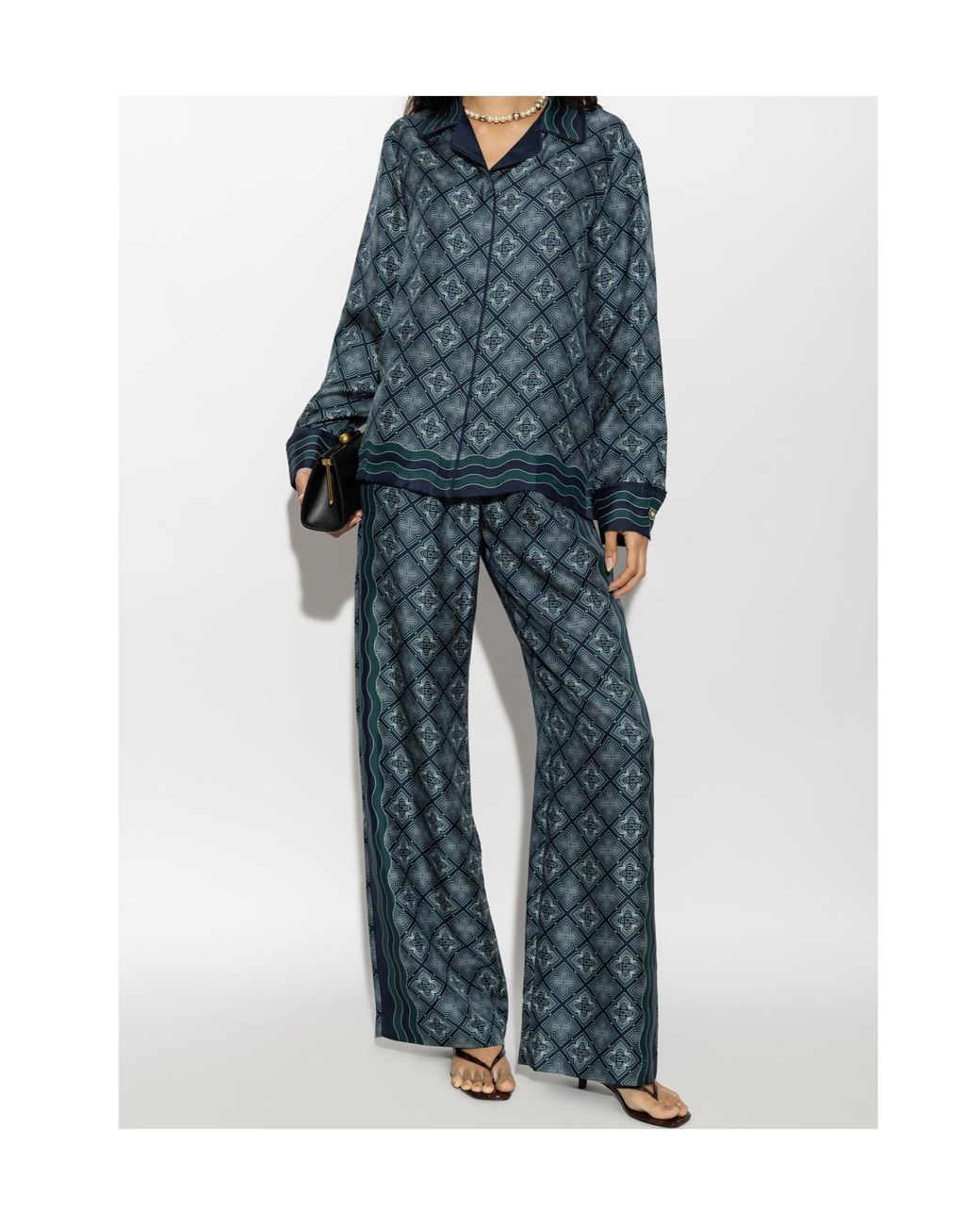Casablanca Blue Geometric Wide-Leg Pants