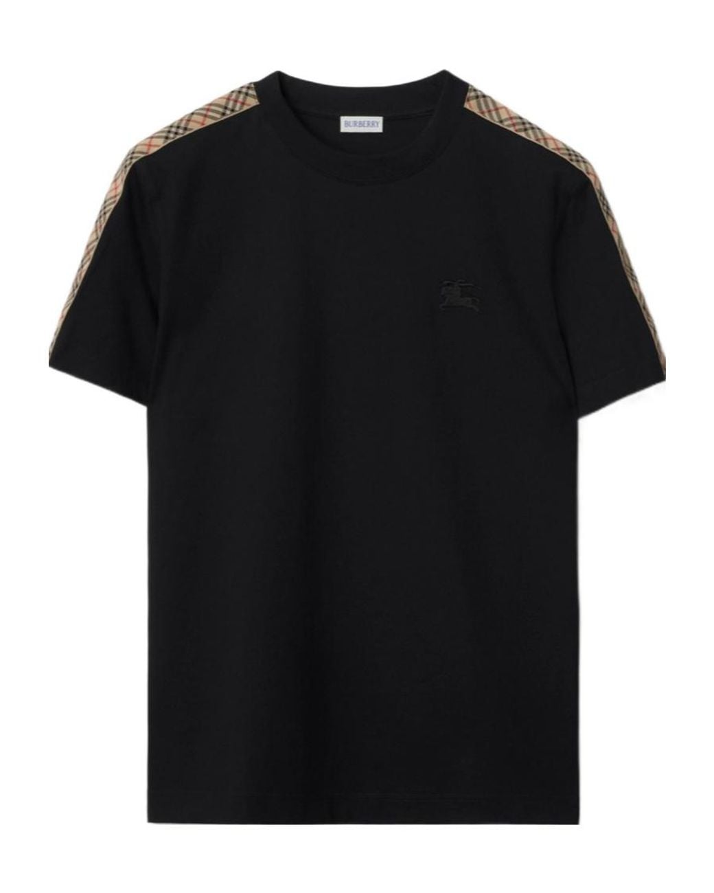 Burberry Black Apos;S Check-Trim Cotton T-Shirt for men