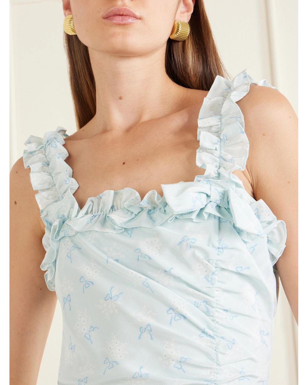 Alessandra Rich Blue Silk-Satin Mini Dress