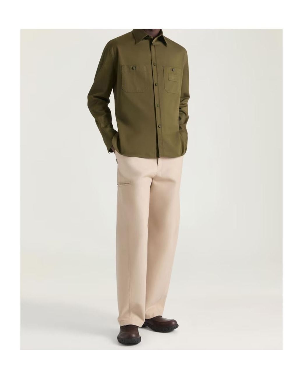 Givenchy Green Couture Seam Long-Sleeved Overshirt for men