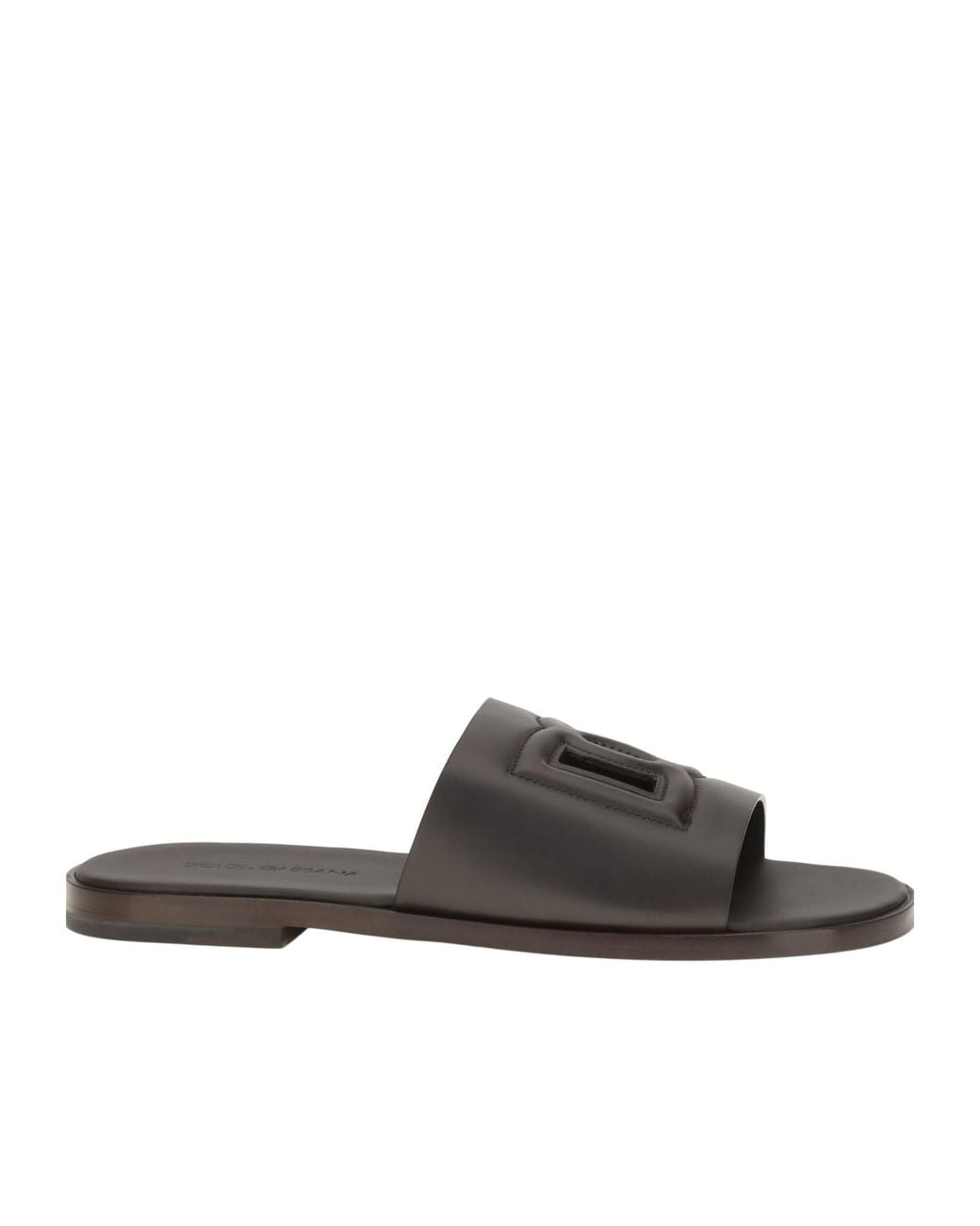 Dolce & Gabbana Brown Logo Embossed Slides for men