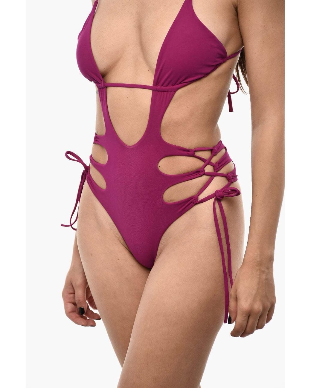 DSquared² Pink Cut-Out One-Piece Swimsuit